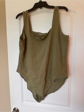 Old Navy Olive Square Neck Tank Bodysuit